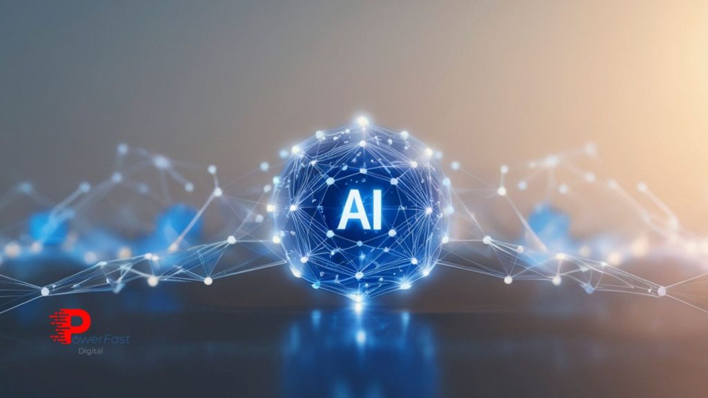 AI tools for small business - artificial intelligence network with glowing neural connections representing business automation and digital transformation in 2026