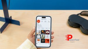 Which social media platform drives real business growth - Instagram business profile on smartphone showing furniture store with product grid and follower engagement metrics